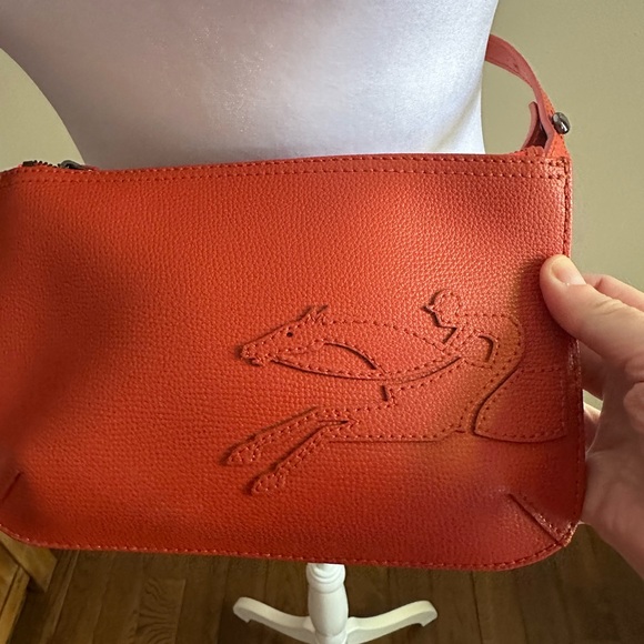Longchamp leather burnt Orange Shoulder handBag bag small - Picture 4 of 14